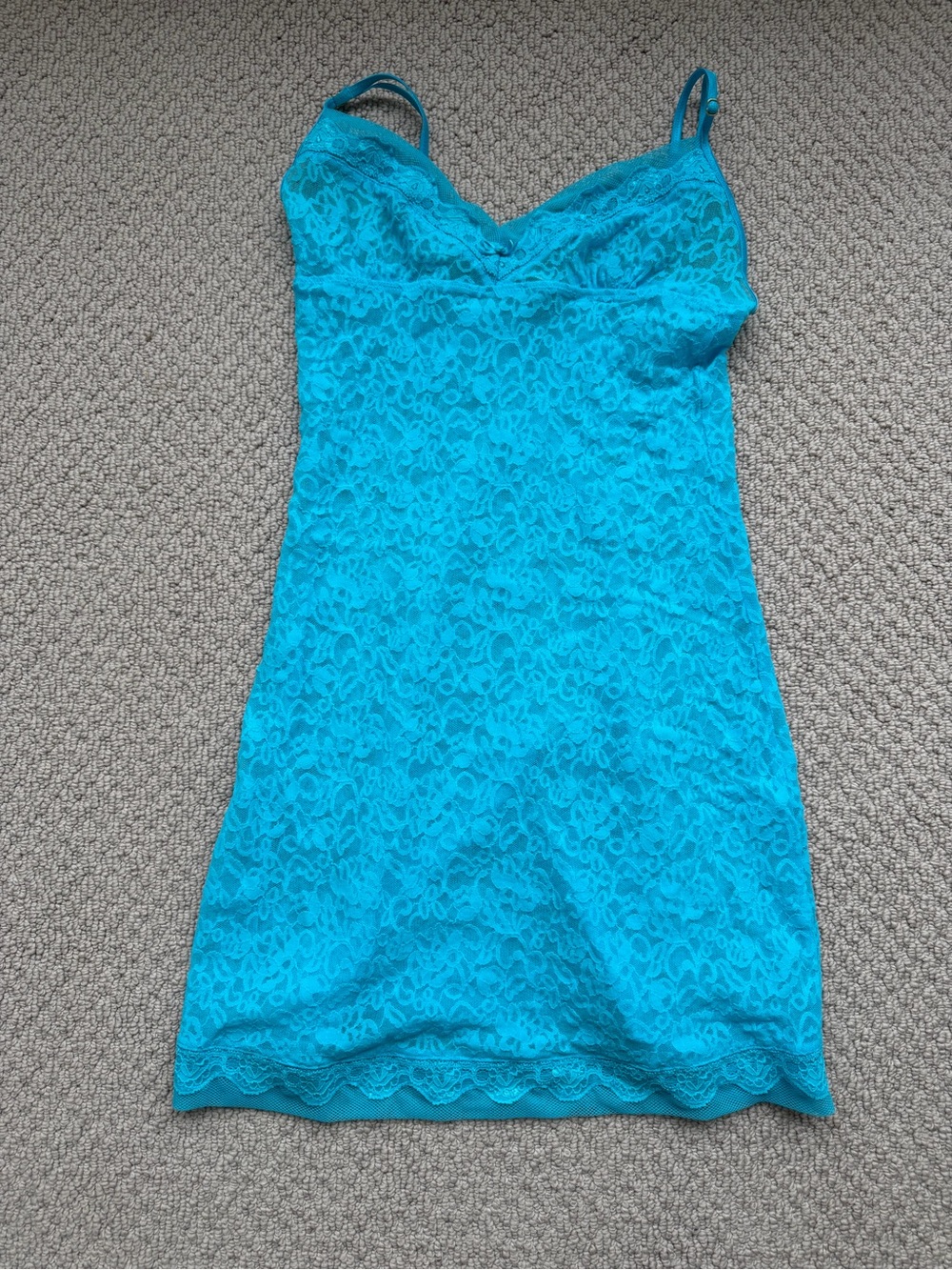 Victoria’s Secret Turquoise Lace Slip Dress/ fitted chemise